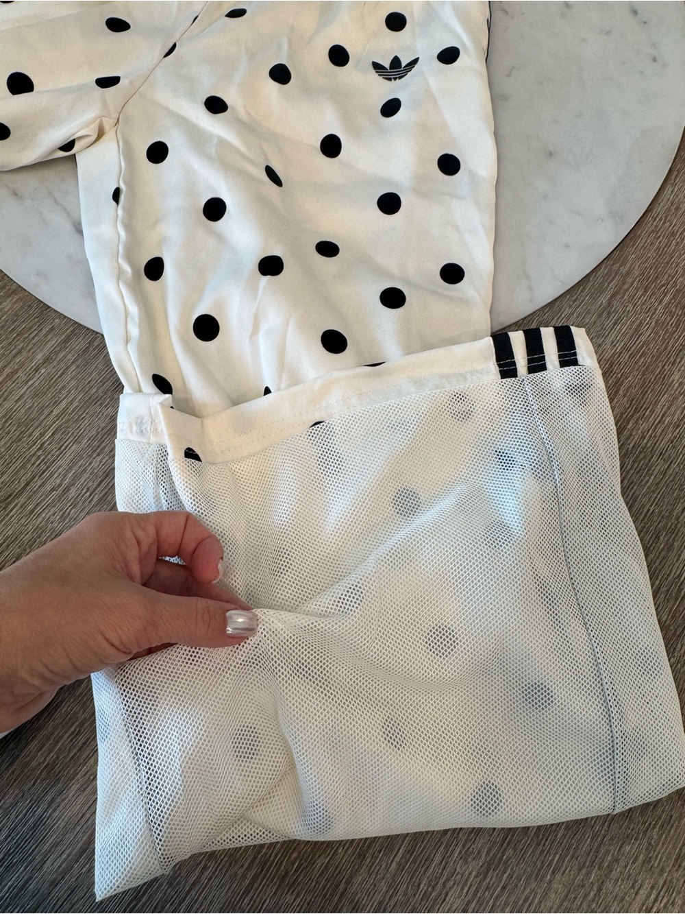 adidas White & Black Polka Dot Tracksuit Pajama Set - Picture 6 of 8
